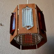 Scandinavian suspension teak pressed glass Wiktor Berndt A-lighting 1960s