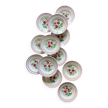Lot de 12 assiettes creuses vintage - Les Roses -