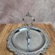 Small vintage round display stand in chrome metal – rococo style