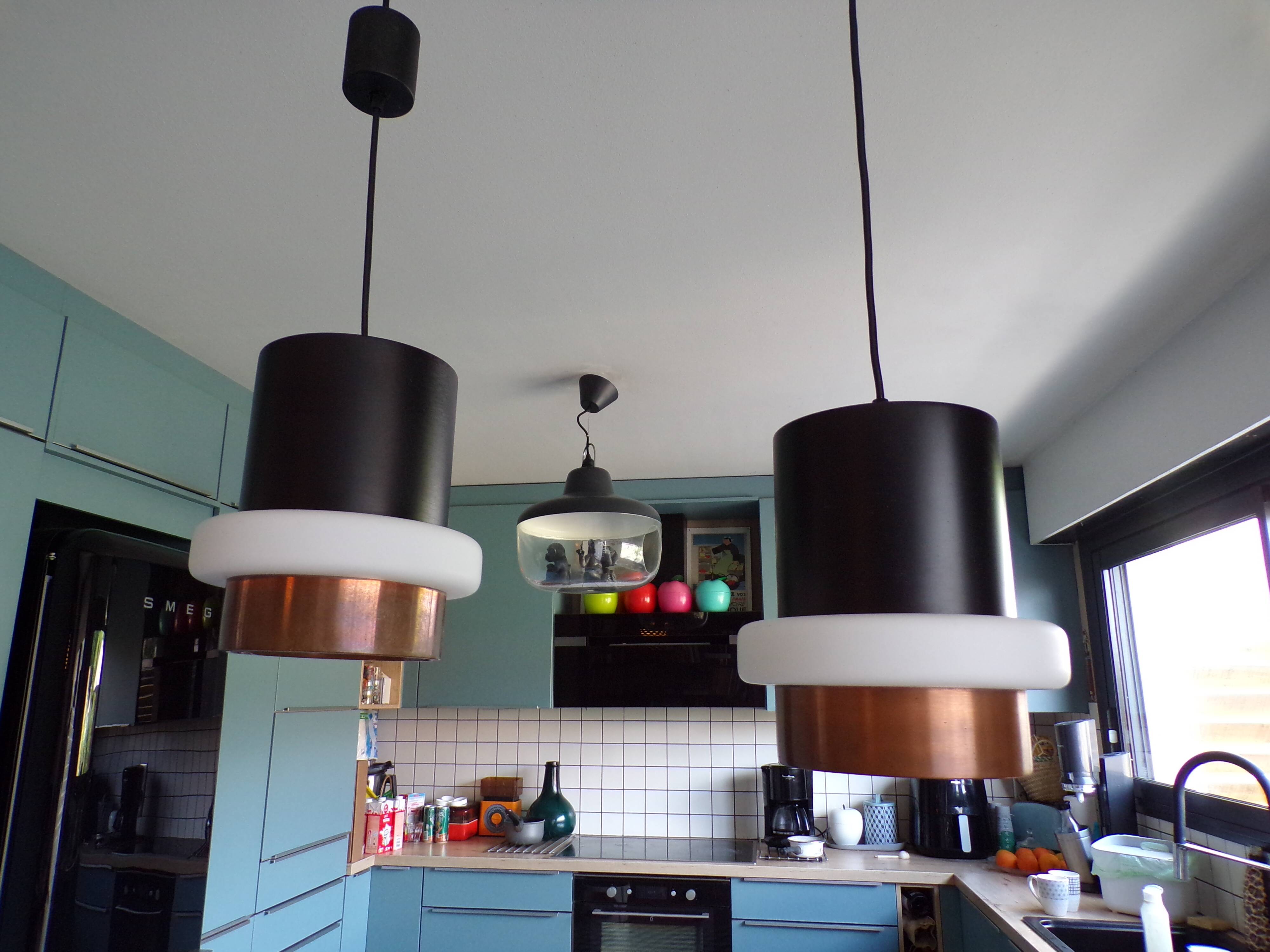 2 Locarno pendant lights by Louis Kalff for Philips