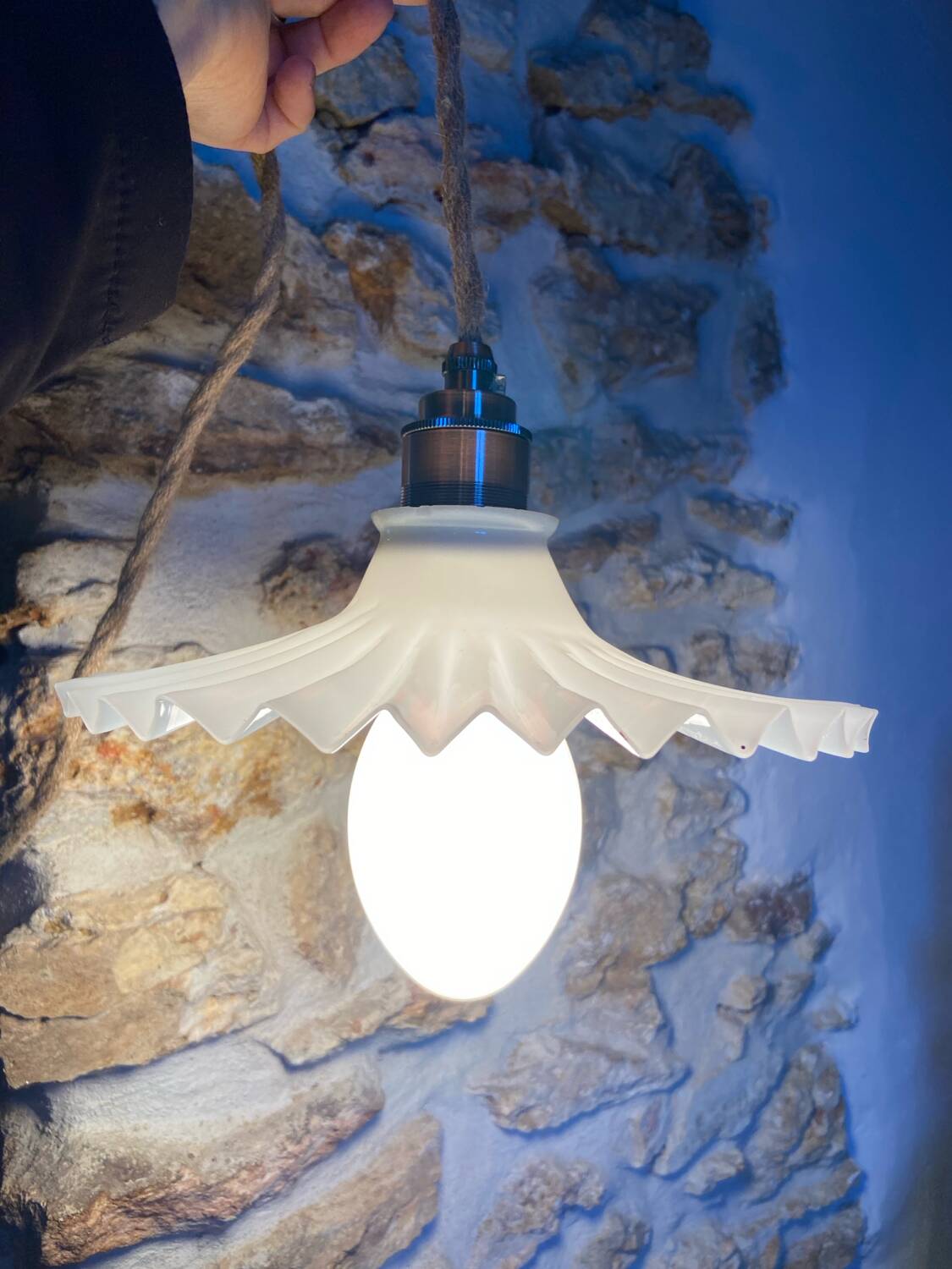 Upcycled vintage pendant light