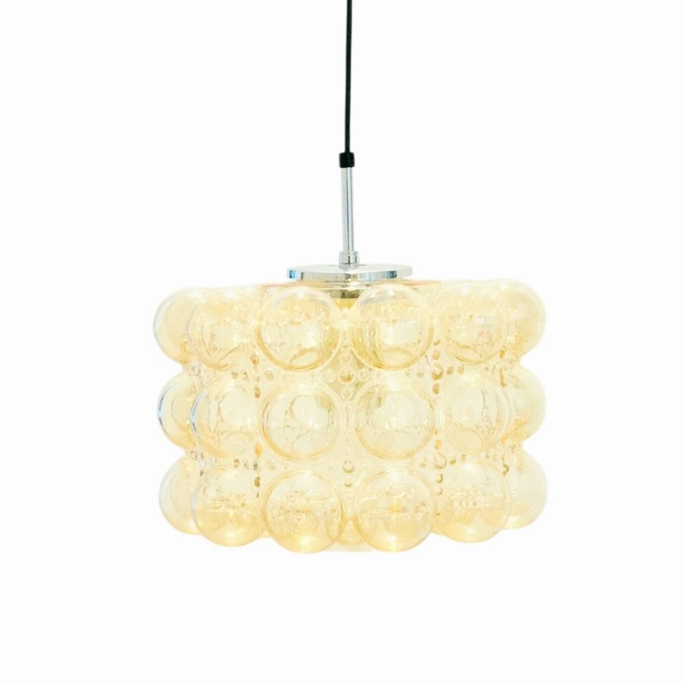 Large Amber Bubble Glass Pendant Light by Helena Tynell for Limburg, 1960s