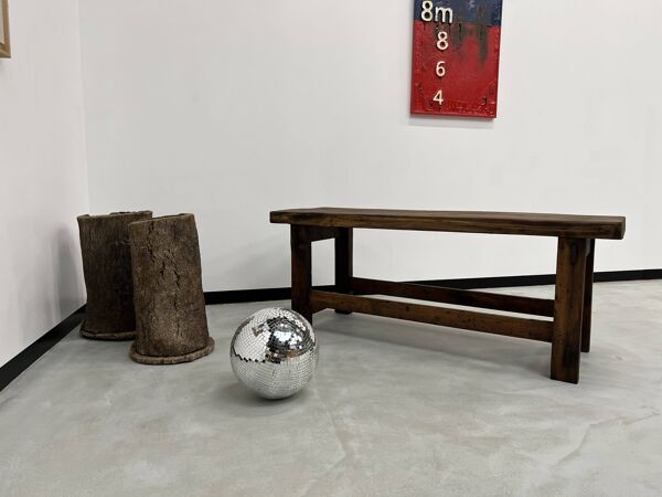 Ancien établi en chêne restauré