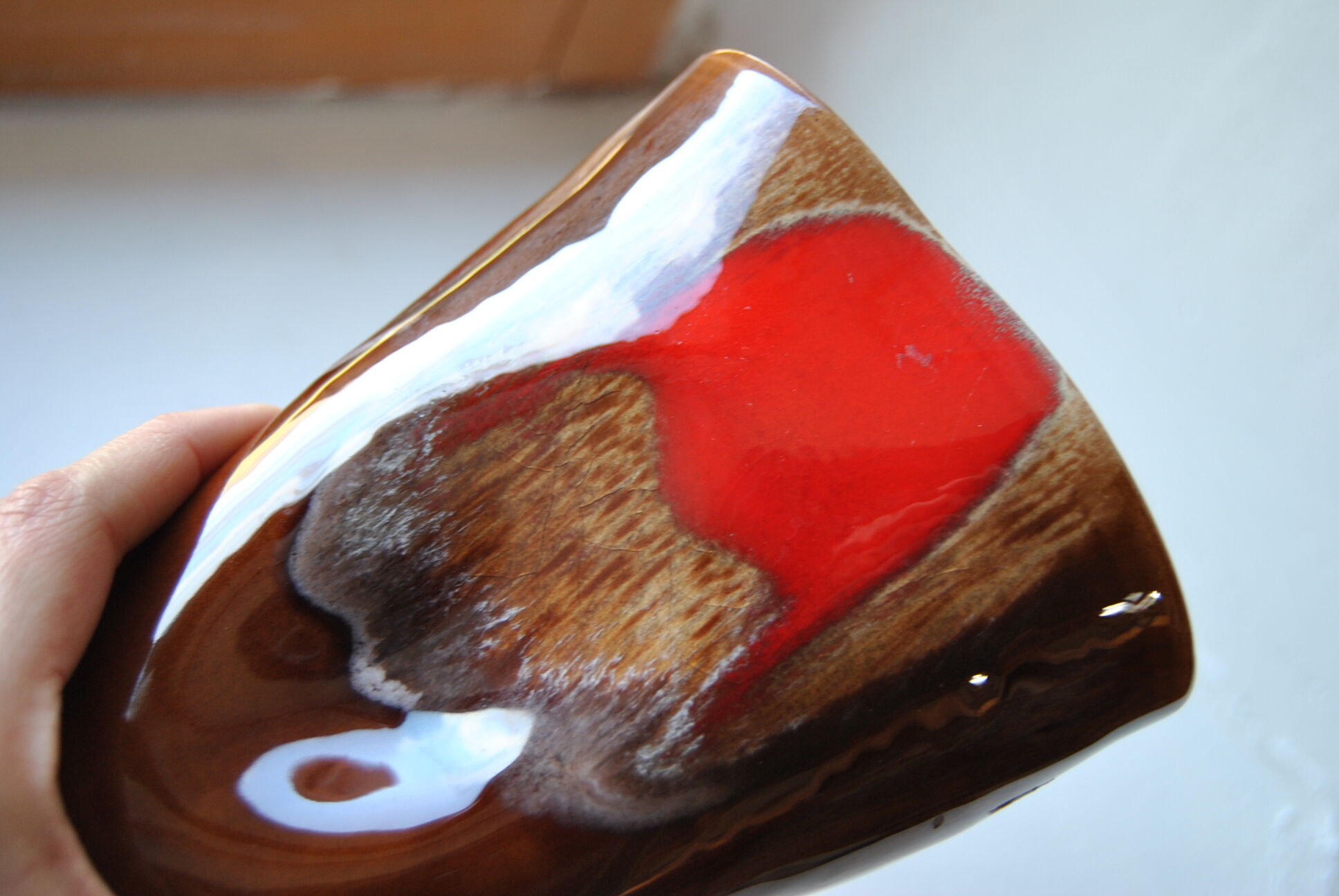 Vallauris vase brown/red - 70s - authentic vintage