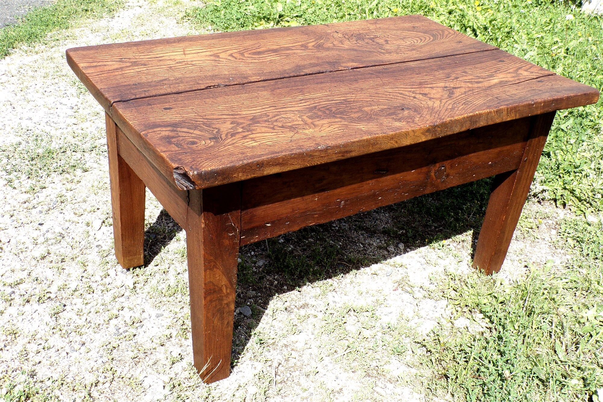 Rustic wooden coffee table with drawer
