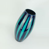 Scheurich europ-line mid century vase model 248-38 with stripe pattern in blue and emerald green