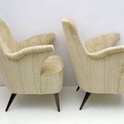 Pair of Nino Zoncada armchairs in chenille velvet in Mid-Century Modern style by Cassina