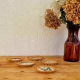 Set of 5 vintage rattan coasters