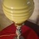 bronze lamp in Rococo style with yellow-green opaline ball, superb, electrical works fine