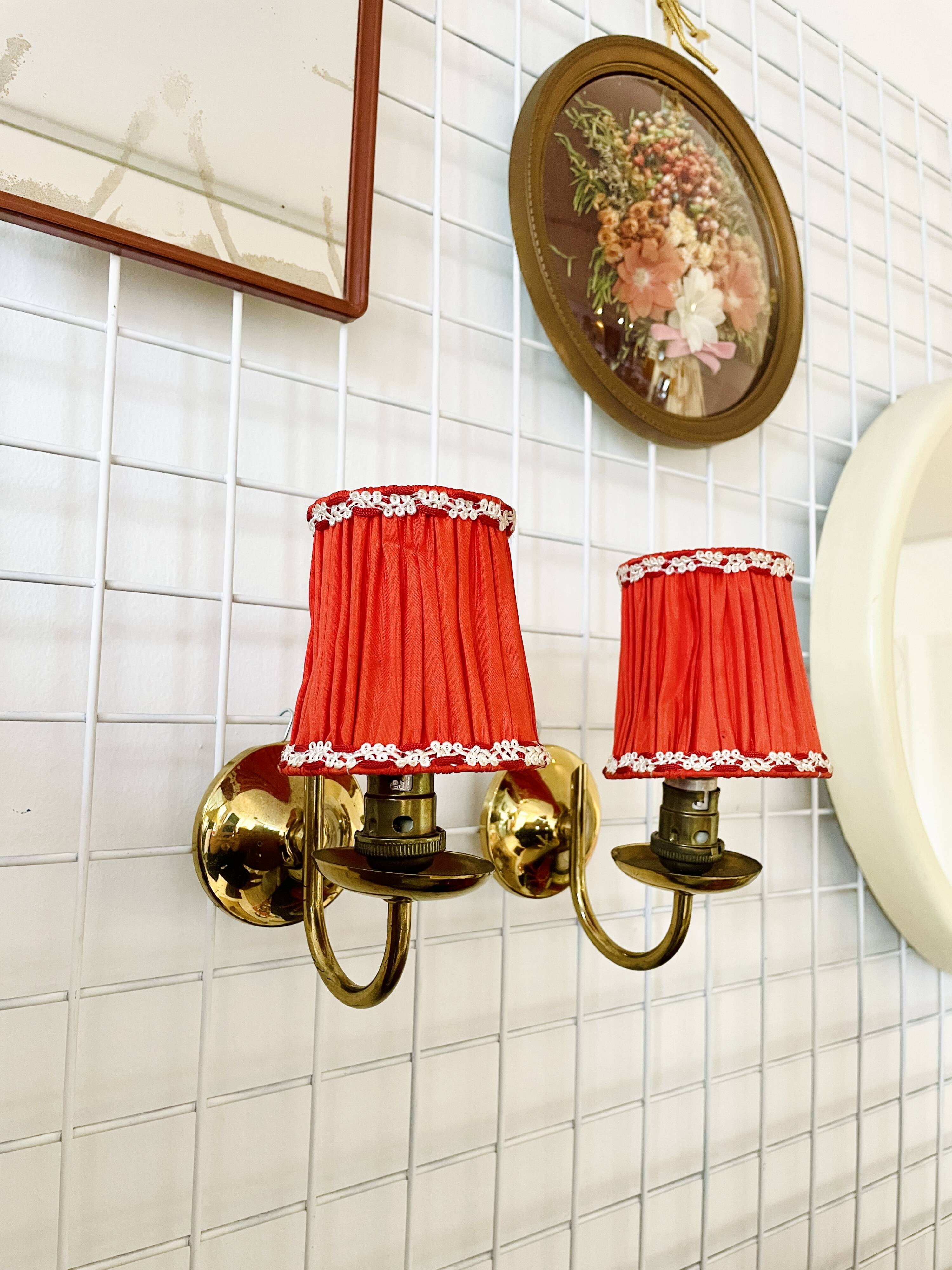 Pair of vintage brass wall lights
