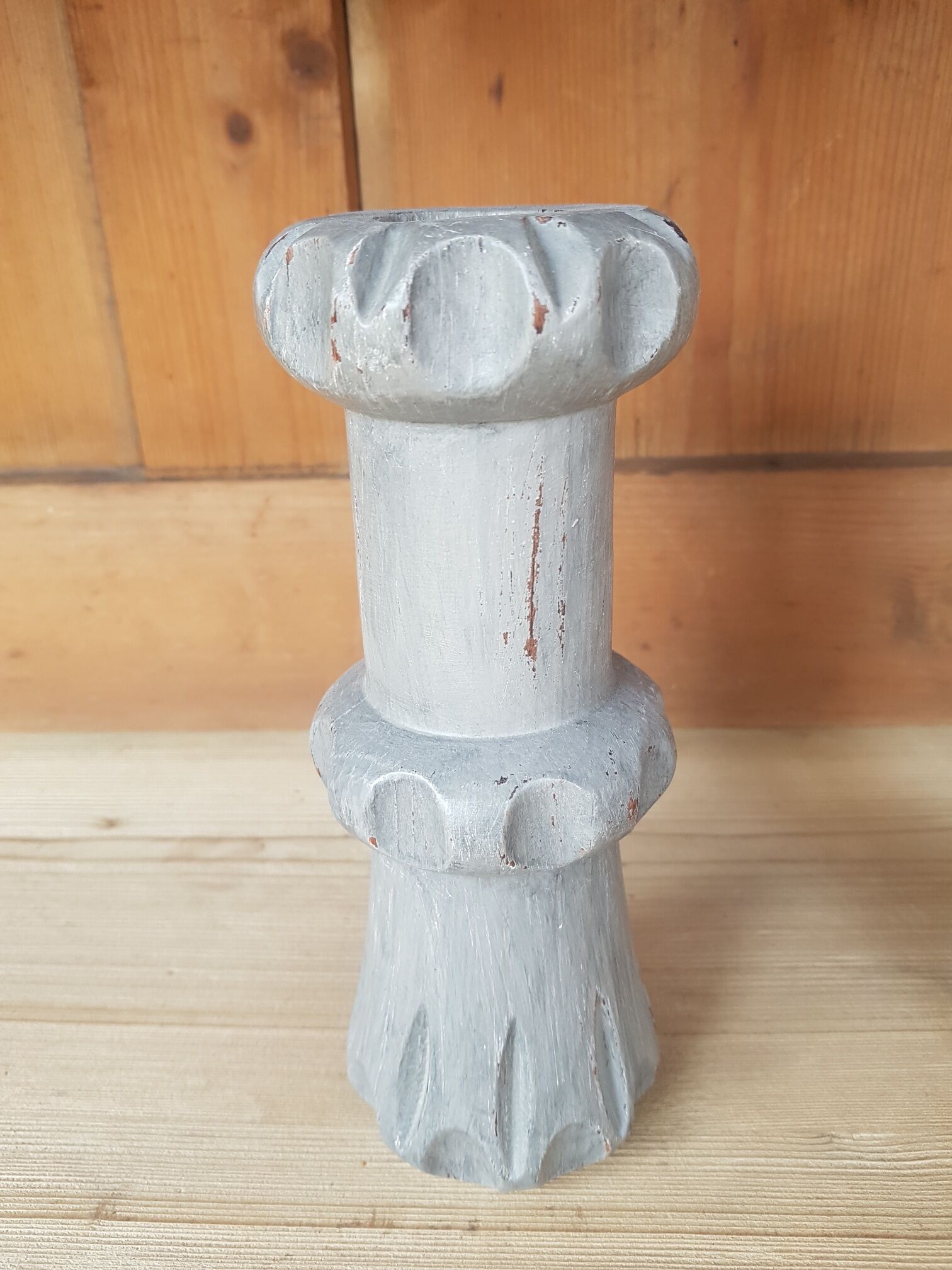 Wooden candle holder brutalist style