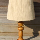 Turned wood lamp with 600mm rope shade