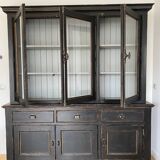 Bibliothèque / vitrine ancienne bois et fer forgé