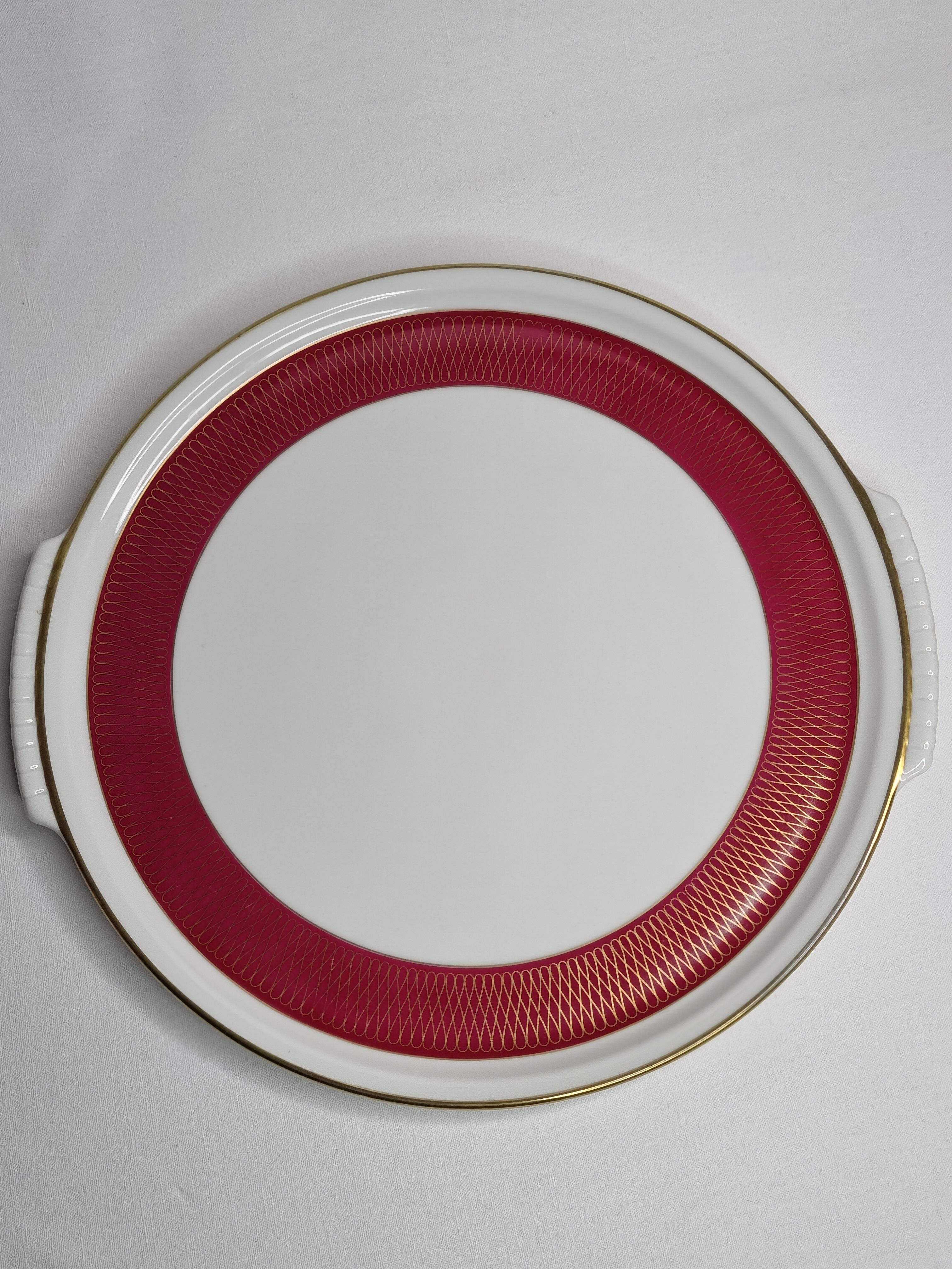 Presentation dish in Swiss porcelain by Langenthal, vintage, empire décor, 33 cm