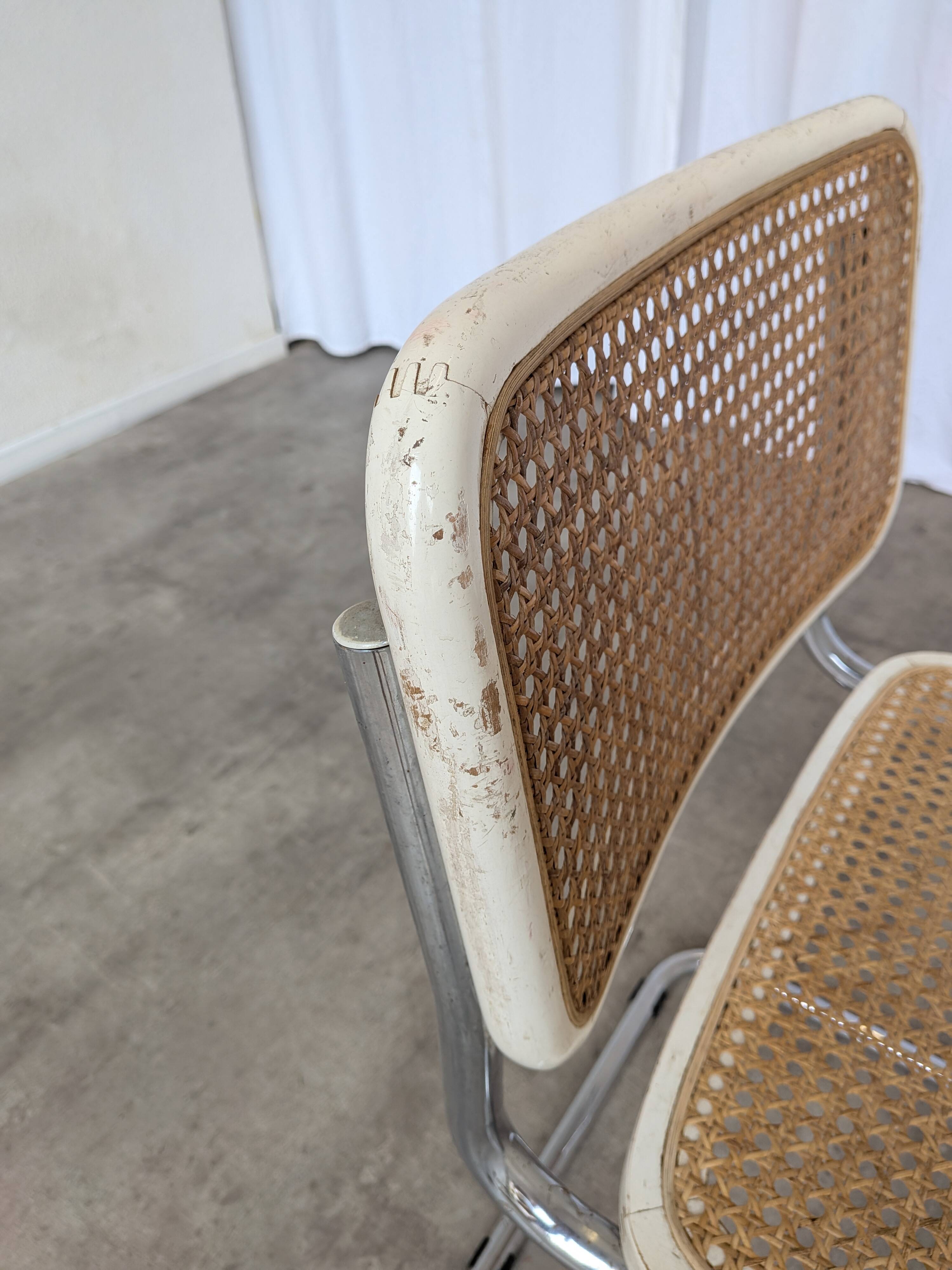 Vintage Cesca Chair: 1970s Marcel Breuer Chrome Cane Chair