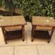 Paire de chevets bois et cannage