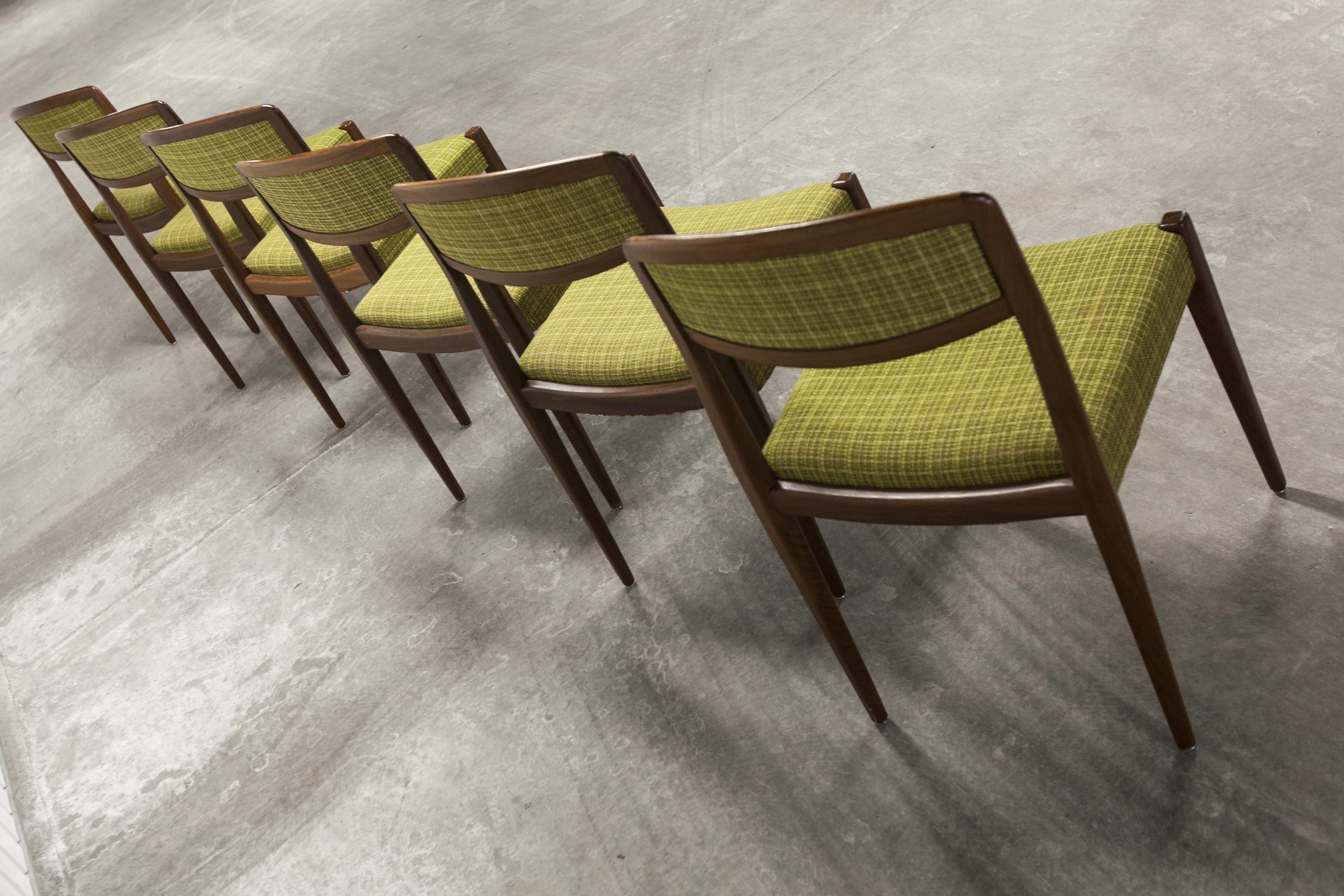 Lot of 6 teak and fabric chairs