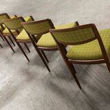Lot of 6 teak and fabric chairs