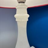 White Alabaster Lamp - Vintage White and Red Alabaster Table Lamp