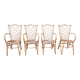 Set of 4 vintage Louis Sognot bamboo and rattan armchairs