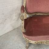Louis XV style bench in lacquered and gilded beech, 20th century