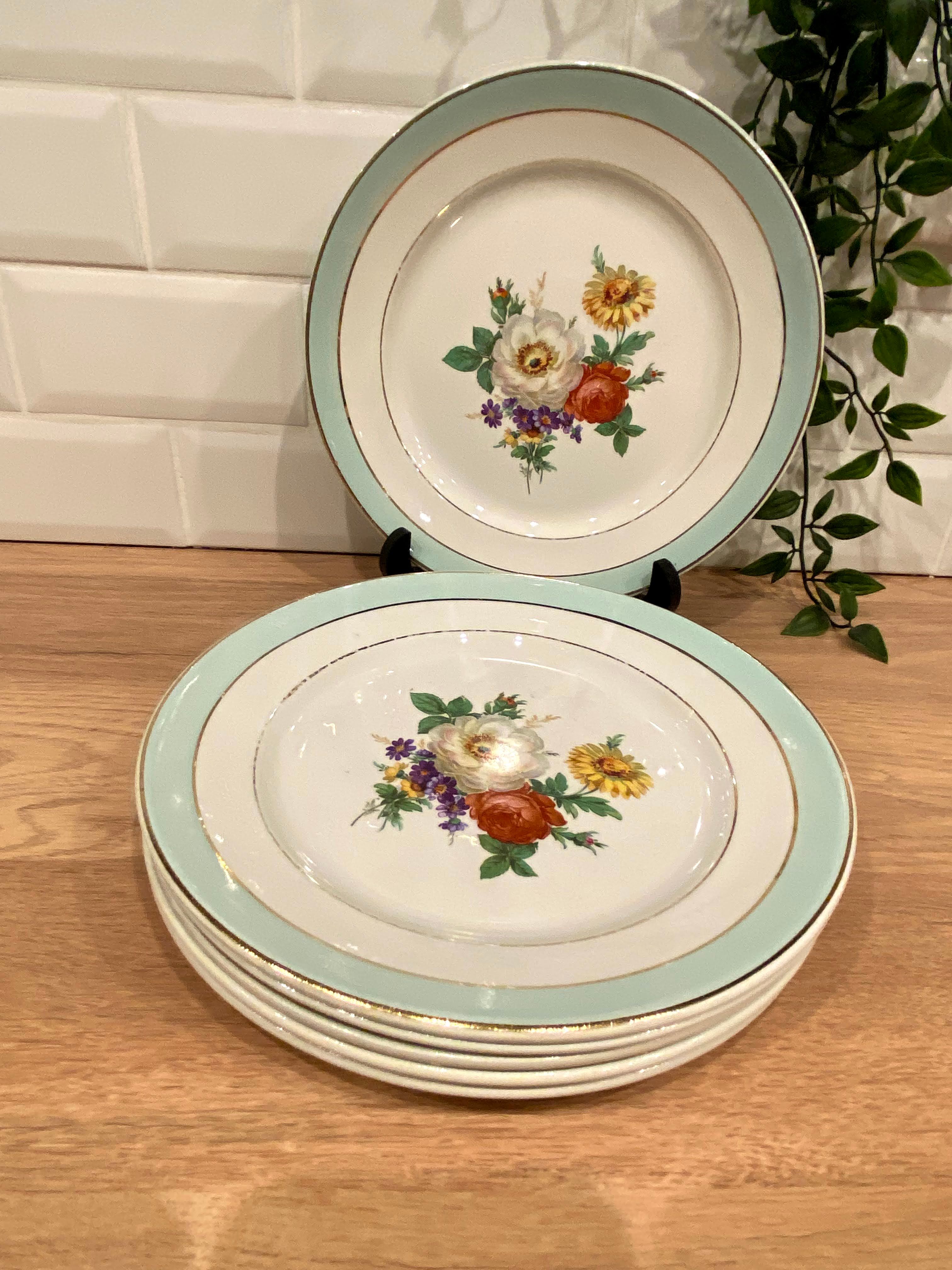 6 flat plates in half-porcelain Badonviller