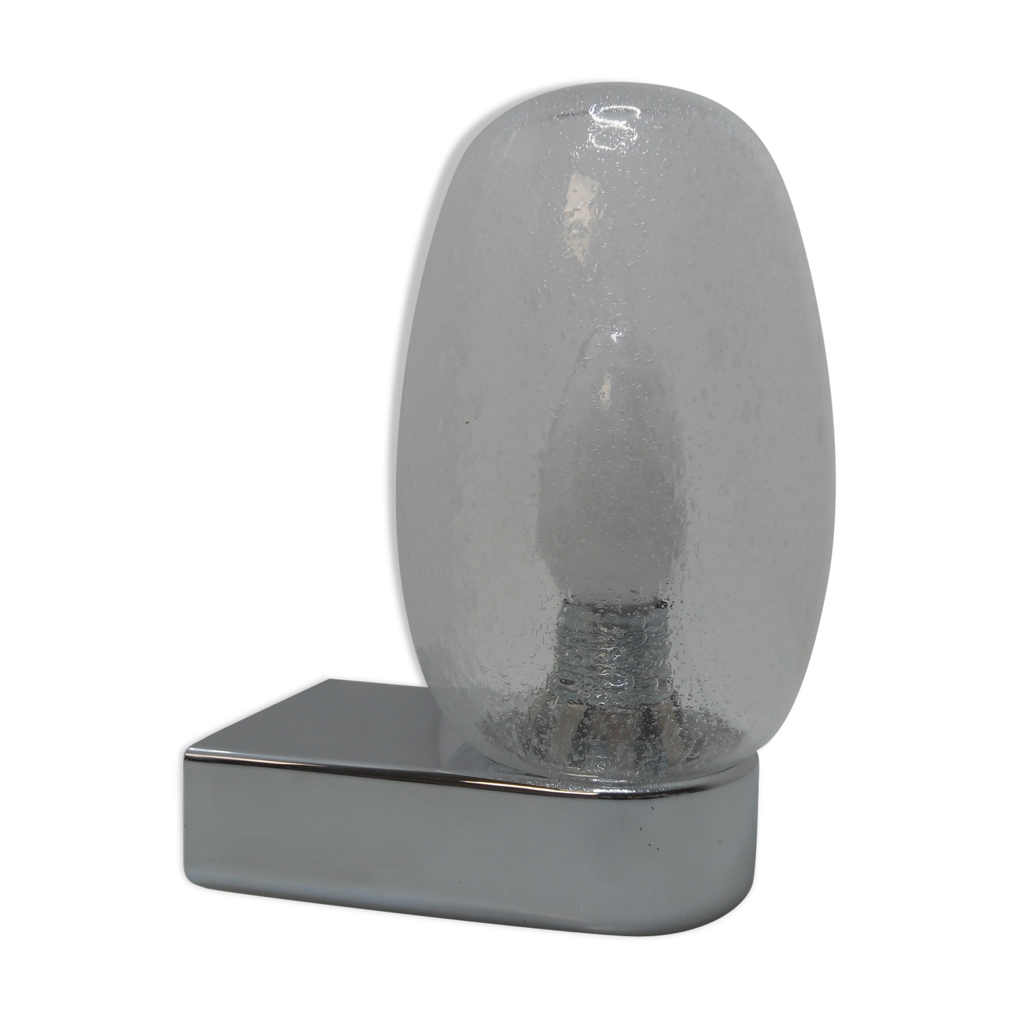Vintage chrome and bubble glass wall lamp