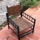 Modernist armchair in wood and braided rope, vintage 1950