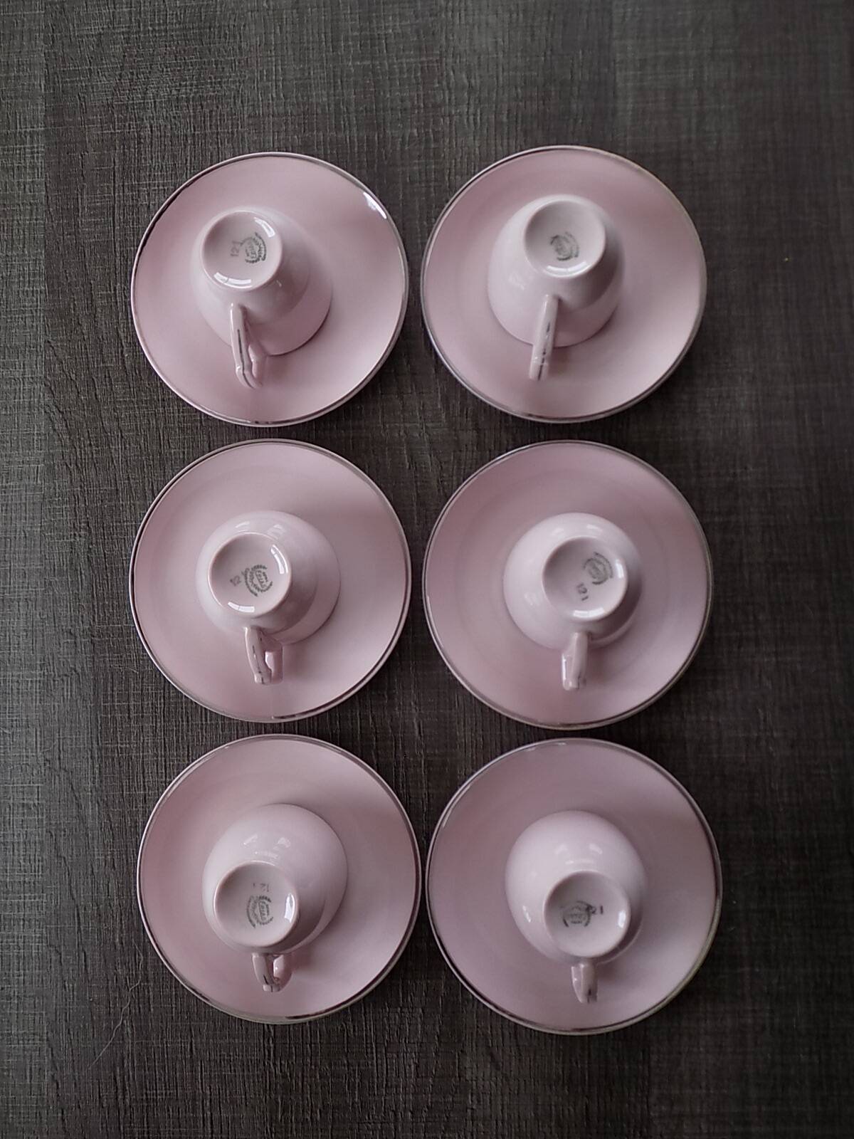 Powder pink cups and saucers