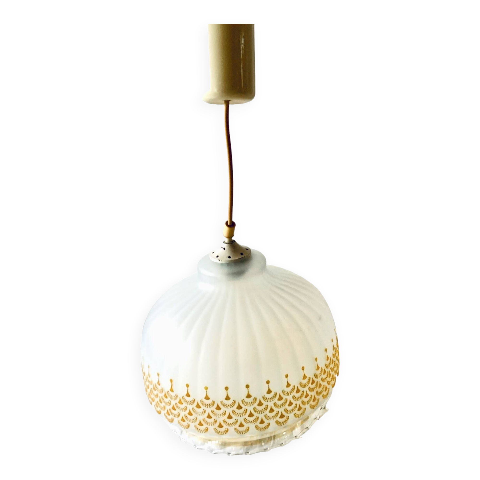 Suspension vintage en verre dépoli