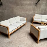 Ensemble canapés fauteuil table basse design 1980