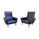 Pair of armchairs vintage year 60 imitation black leather