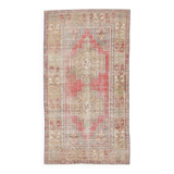 Turkish Light Yellow & Red Vintage Rug, 135x253Cm