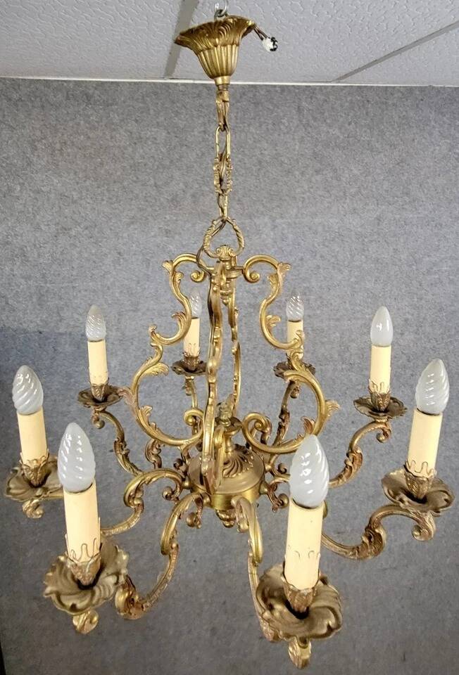 Large Louis XV style chandelier in gilded bronze circa 1950