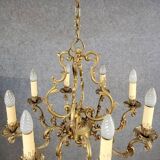 Large Louis XV style chandelier in gilded bronze circa 1950
