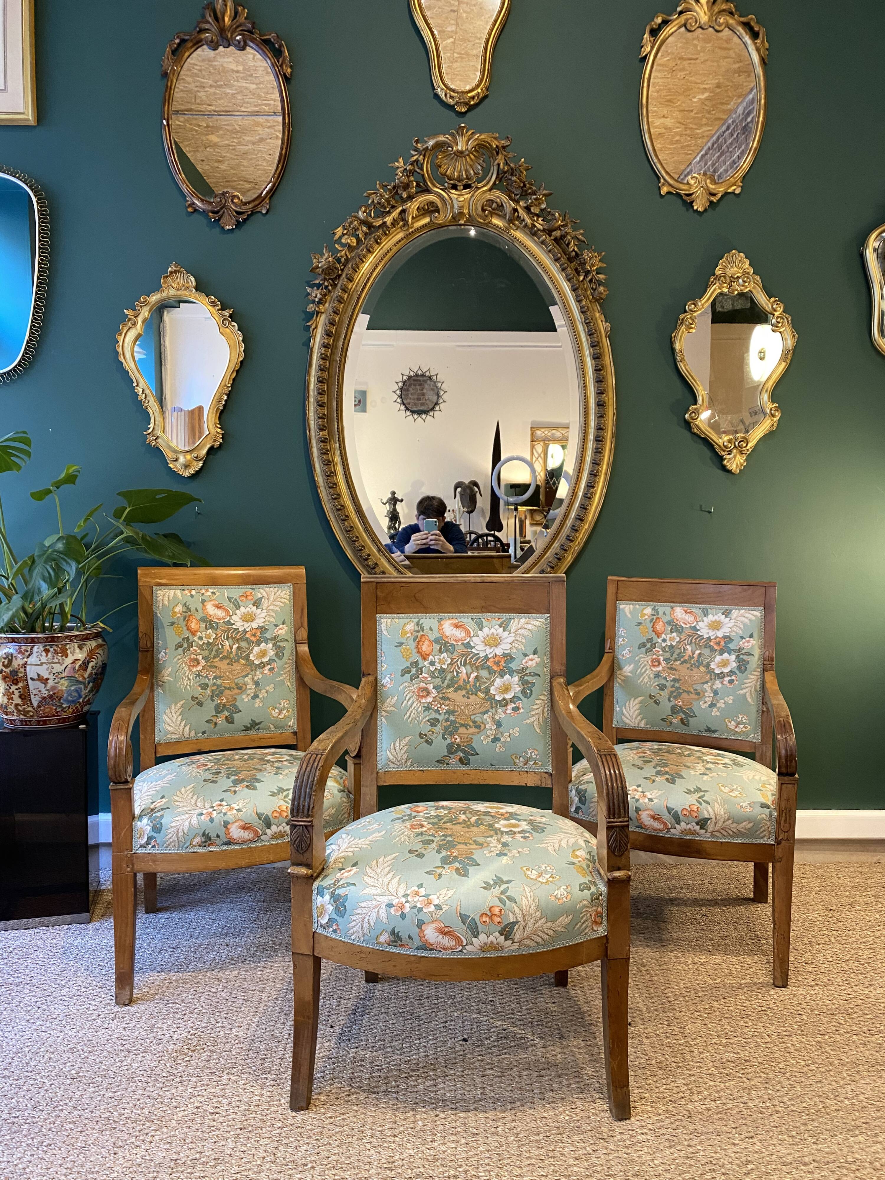 Suite of three antique armchairs