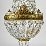 Chandelier vintage brass and glass grapevine