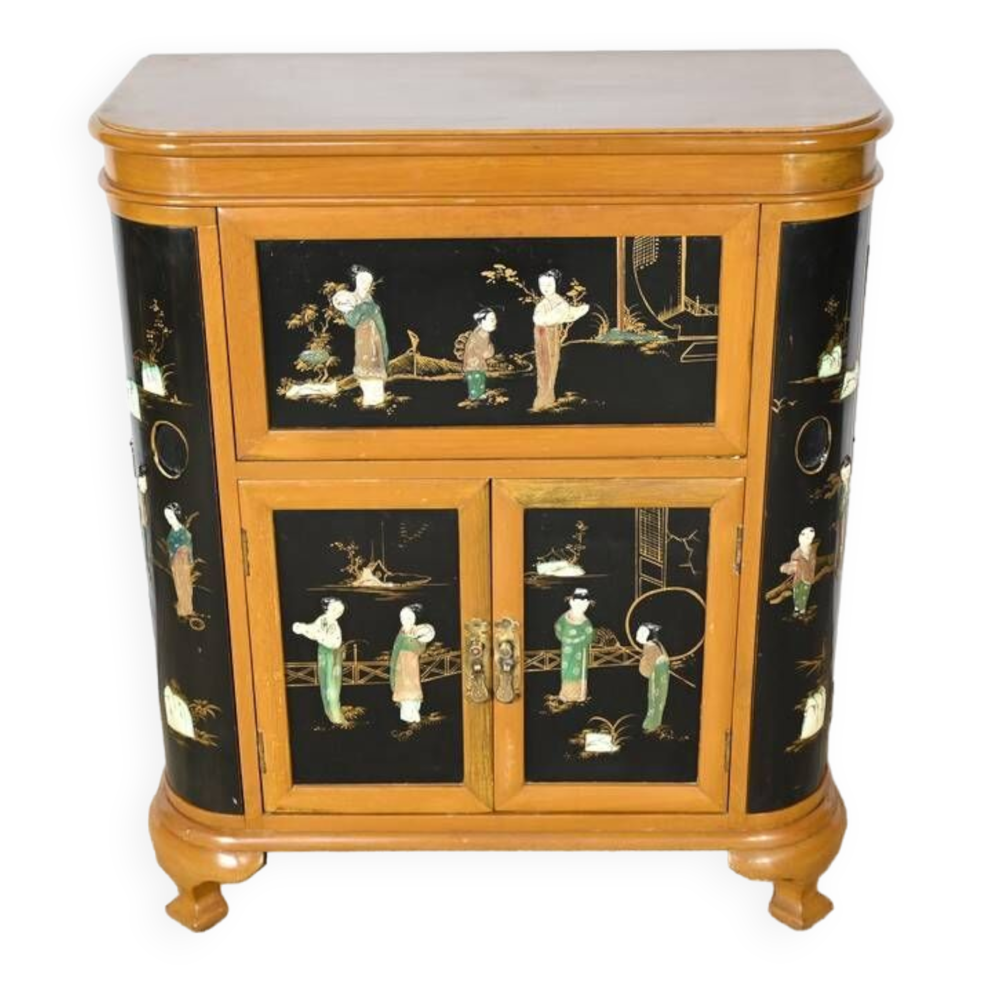 Asian Liquor Cabinet in Lacquered Wood, China – 1950