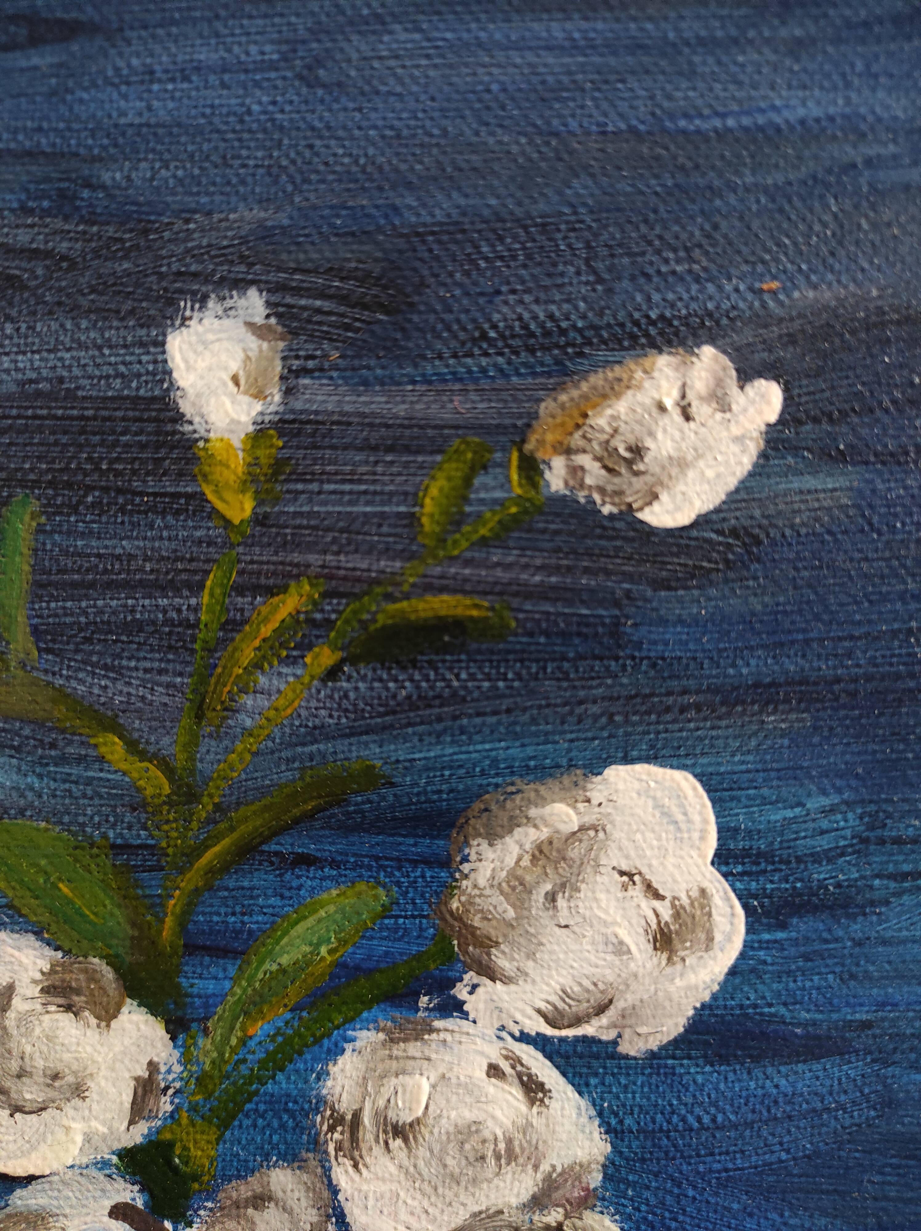 French vintage oil painting of flowers signed EC