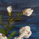Peinture à l'huile vintage française de fleurs signée EC