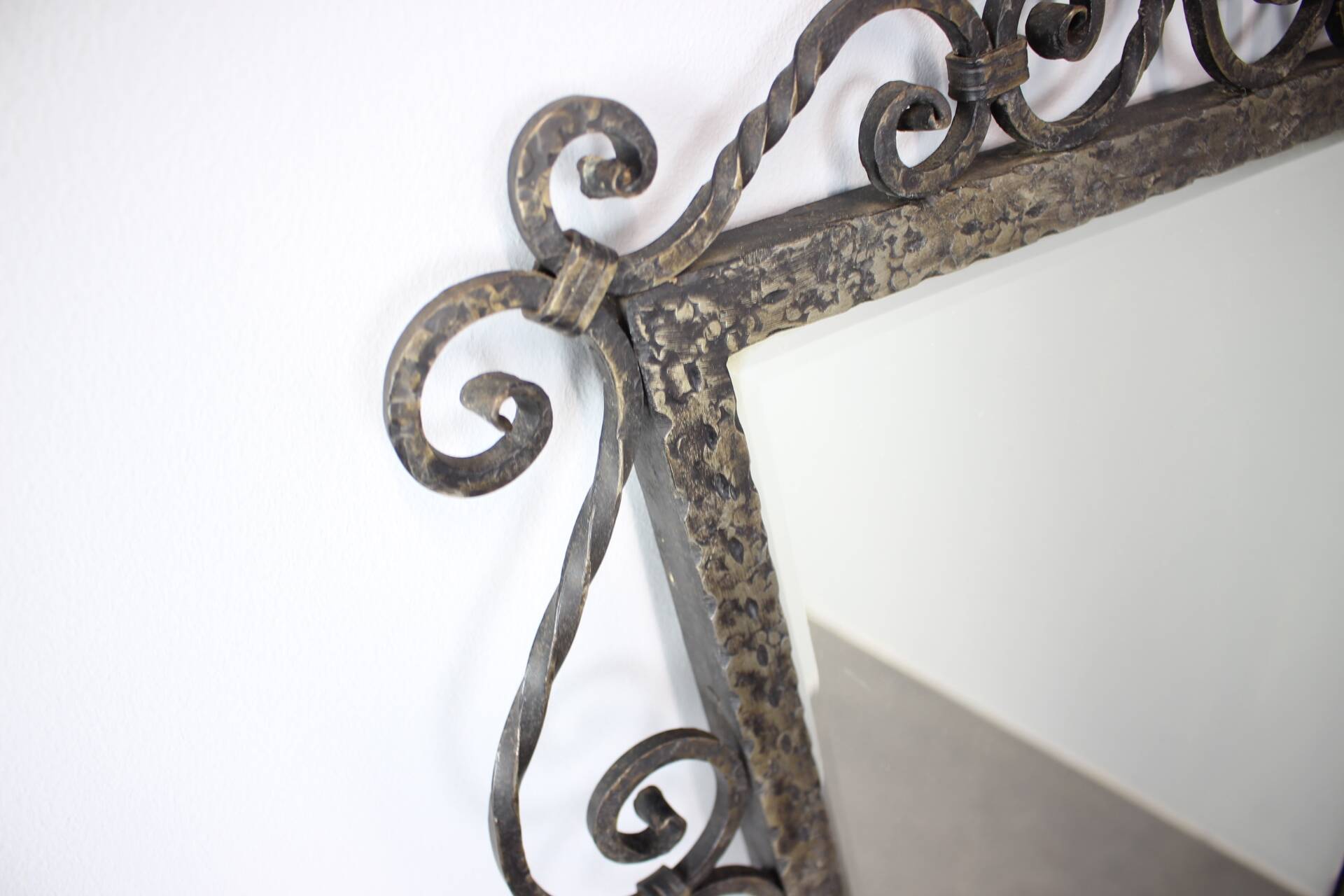 Ornamental wrought iron mirror MOKO Prague, Czechoslovakia, mid-20th century