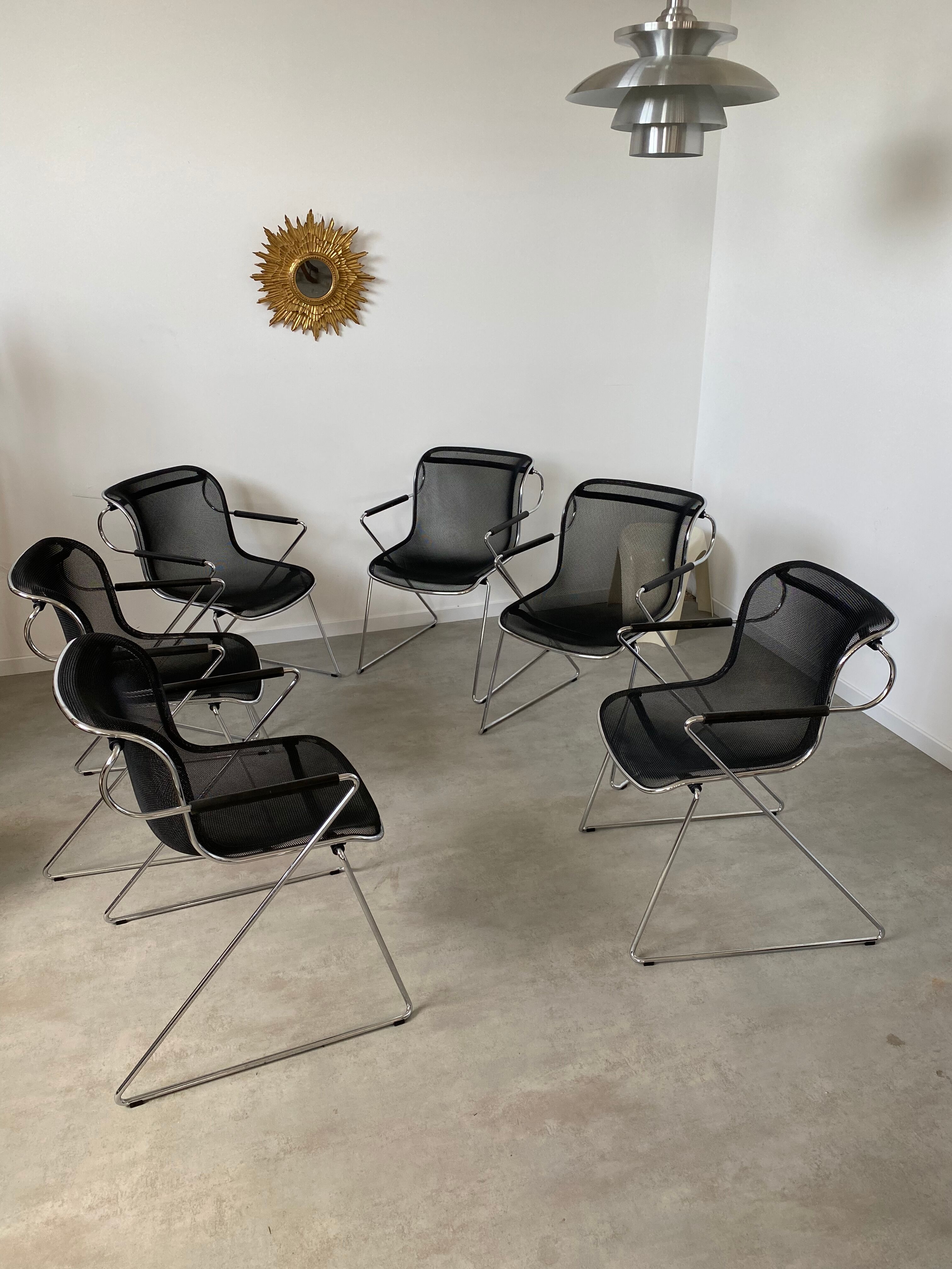 Set of 6 chairs "Penelope" by Charles Pollock for Castelli design year 1980