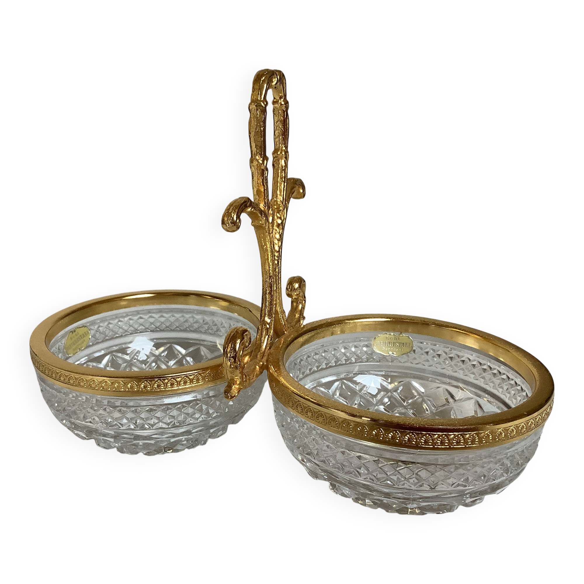 Double bowl servant in crystal Stella Genuine Lead Crystal