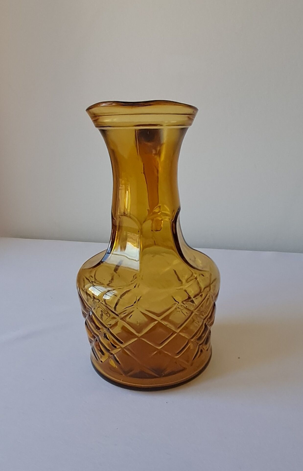 Amber glass carafe, brutalist style, Italy, 1970s.