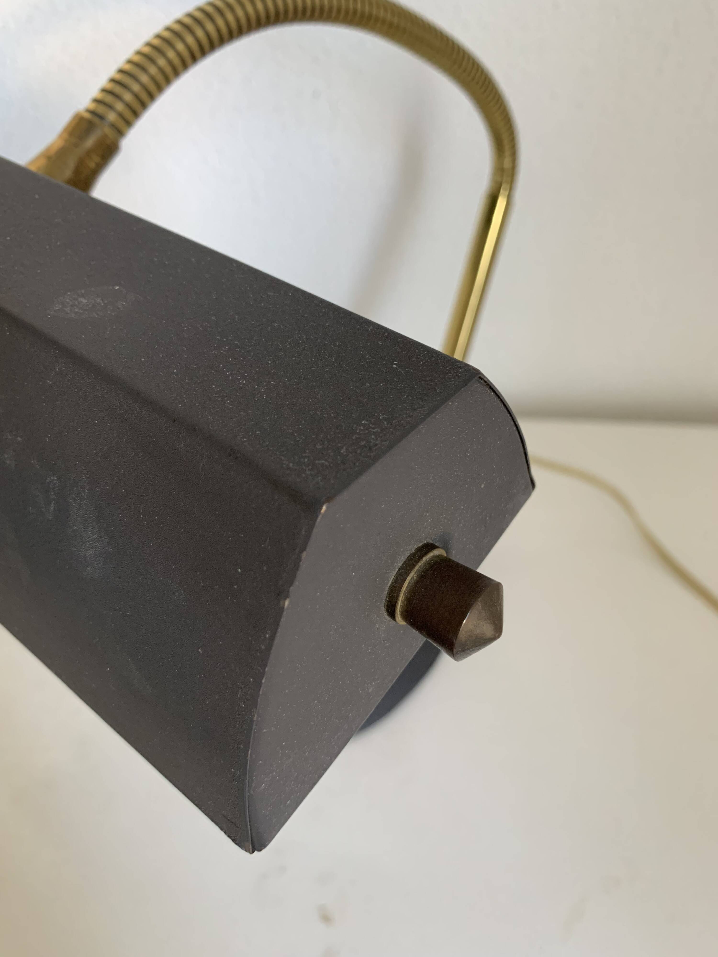 Lampe vintage 1960 de banquier Aluminor noire dorée bureau - 45cm