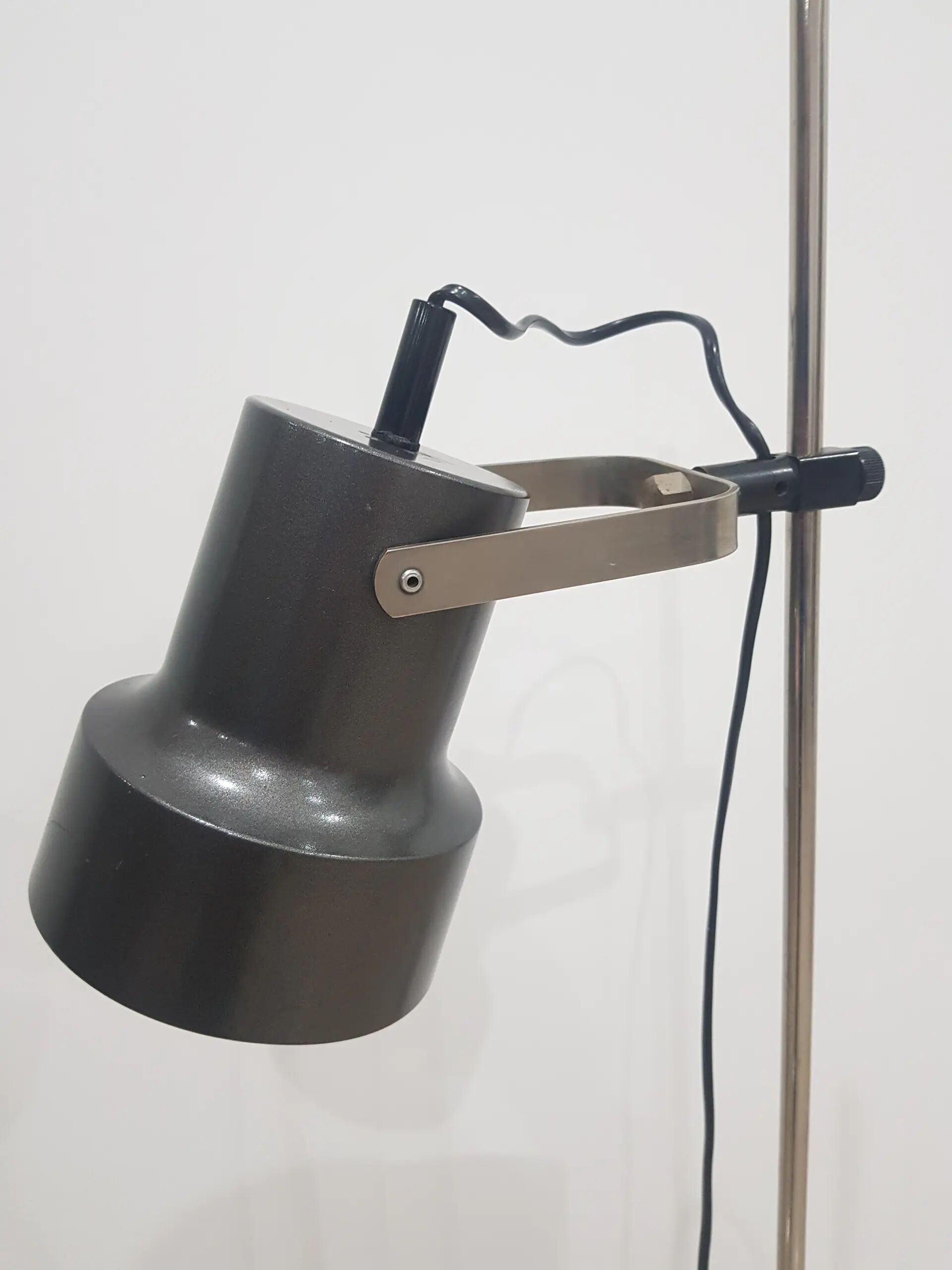 Floor lamp, graphite grey, metal, Germany, 1970s.