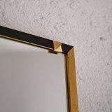 Vintage rectangular mirror with gold and black metal frame