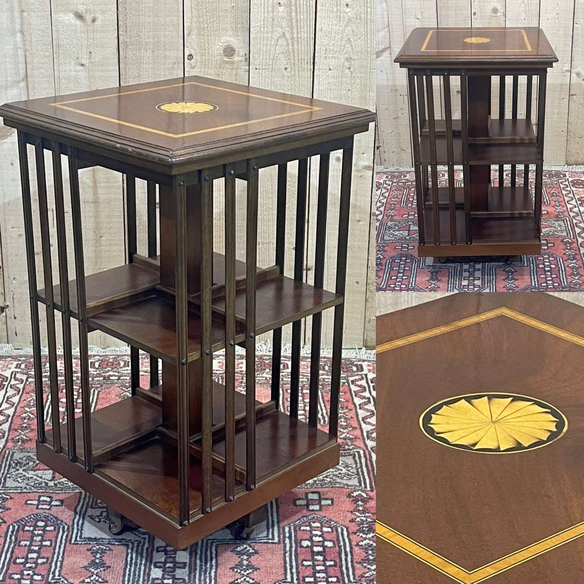 English mahogany revolving library from the 1950s