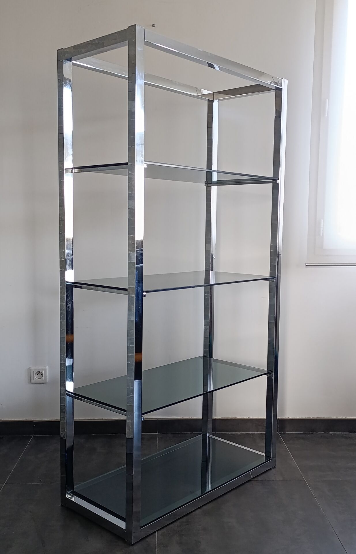 Vintage chrome and glass shelf