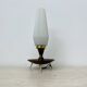 Vintage tripod teak base with opaline glass shade table lamp , 1950s